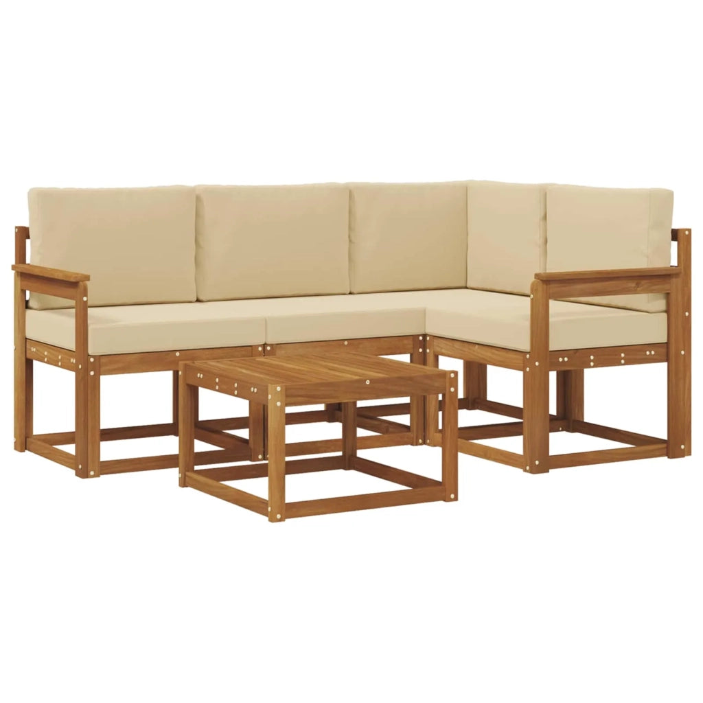 Set di divani da esterno con cuscino 5 pcs Naturale e Beige