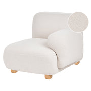 Modulo divano angolare Boucle a 1 posto, lato sinistro, in legno bianco sporco, con gambe in legno, moderno, monoposto