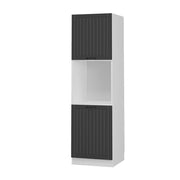 Mobile per forno da incasso Fame-Line Antracite rustico/Bianco 60 cm aperto Vicco