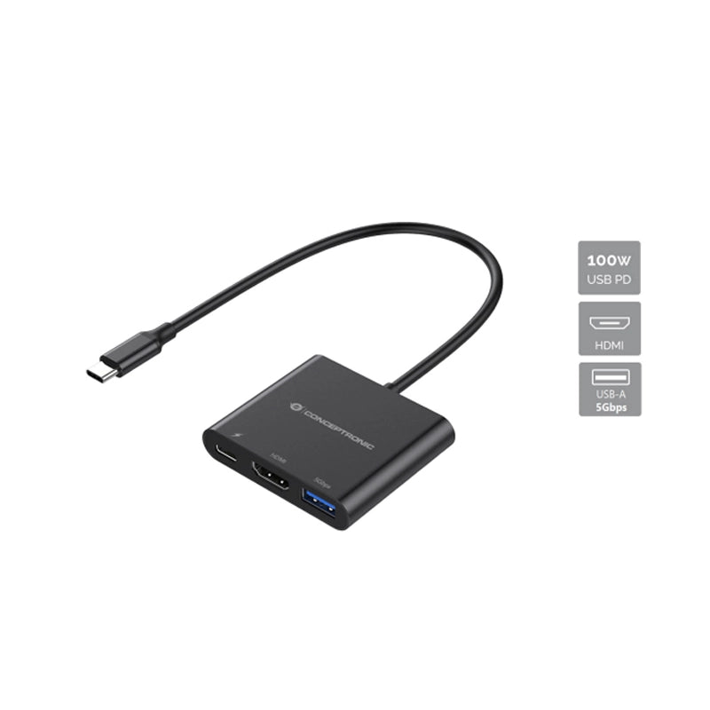 CONCEPTRONIC DONN01B - ADATTATORE USB-C (M) / HDMI / USB-C PD / USB-A (5 GBPS)