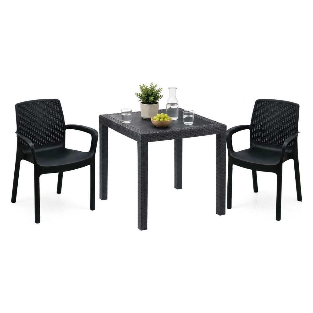 Salottino Outdoor Matali, set Salotto da Esterno 2 Posti Made in Italy, Nero Antracite