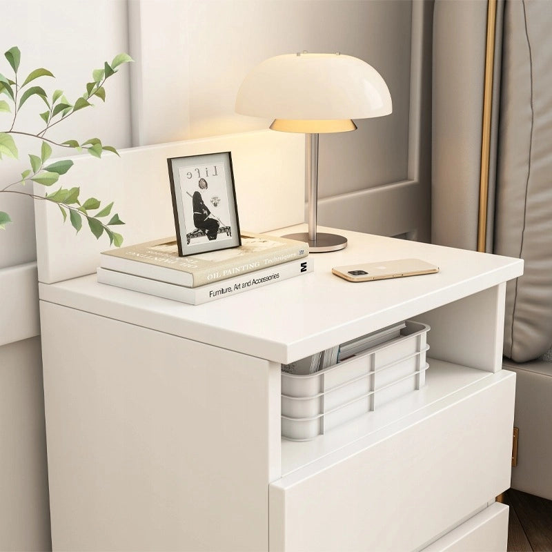 Comodino, Tavolino, 40 cm, Cassettiera per Camera da Letto, 2 Cassetti, Bianco, Loft, Moderno