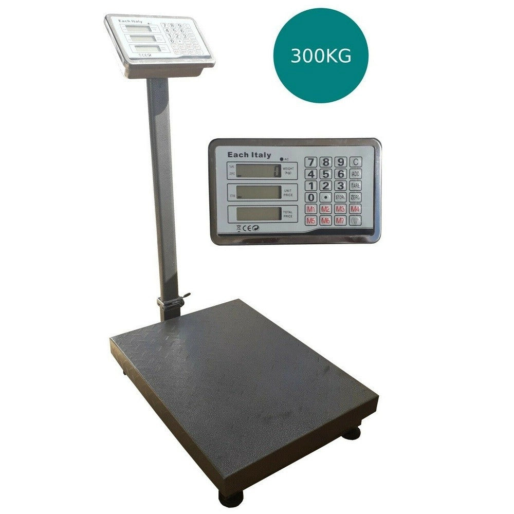Trade Shop - Bilancia Industriale Da Terra Con Piattaforma Display Digitale Peso 300 Kg -
