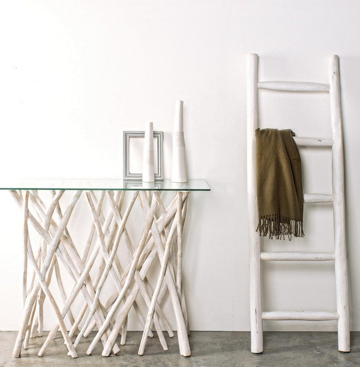 Scala Decorativa 48x6x150 cm in Teak Sahel Bianca