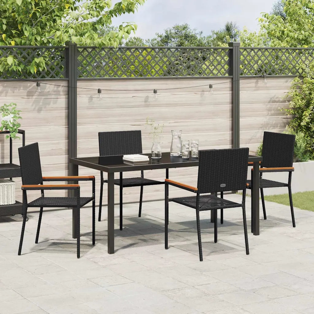 Set da Pranzo per Giardino con cuscino 5 pcs Nero polyrattan 3379705