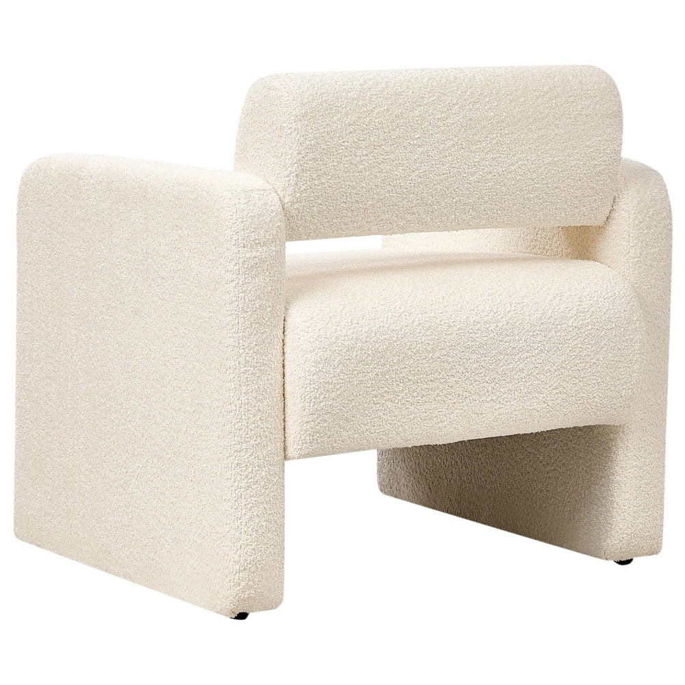 Poltrona Bianco Sporco Boucle Seduta Armelss Stile Retrò