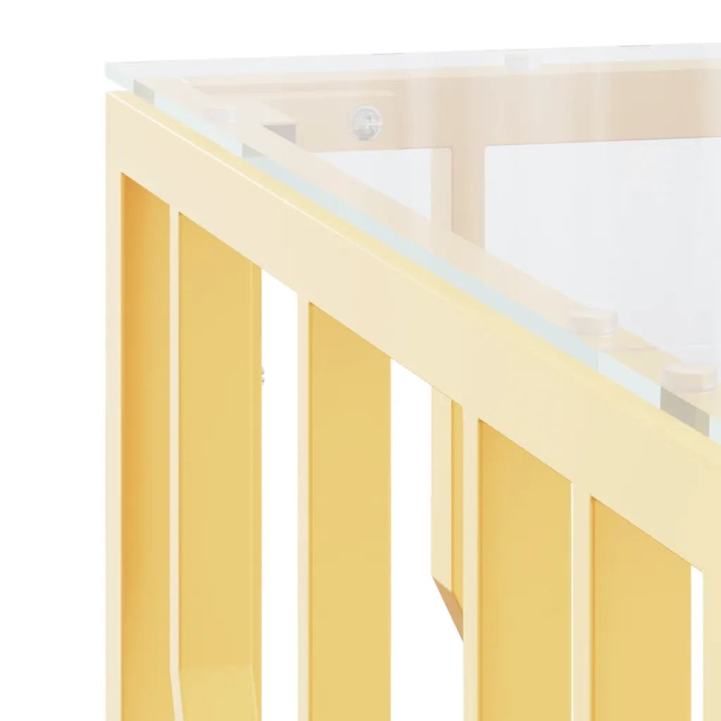 Tavolino da salotto | Tavolino da caff¨¨ | Tavolino da Soggiorno Oro 80x80x40 cm in Acciaio Inox e Vetro