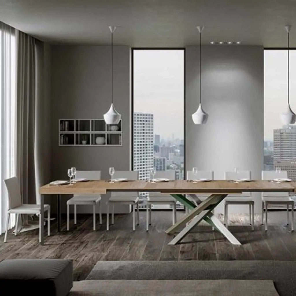 Tavolo allungabile 120/380x90 cm Volantis colore quercia natura gambe multicolore 4/A