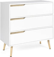 IDMarket - Cassettiera scandinavo a 3 cassetti legno e bianco HELSINKI