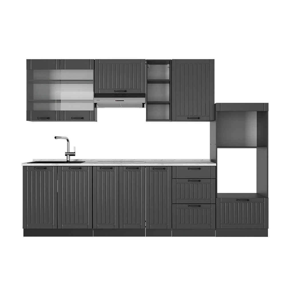 Vicco Cucina componibile Grigio scuro 280 cm , PL Marmo