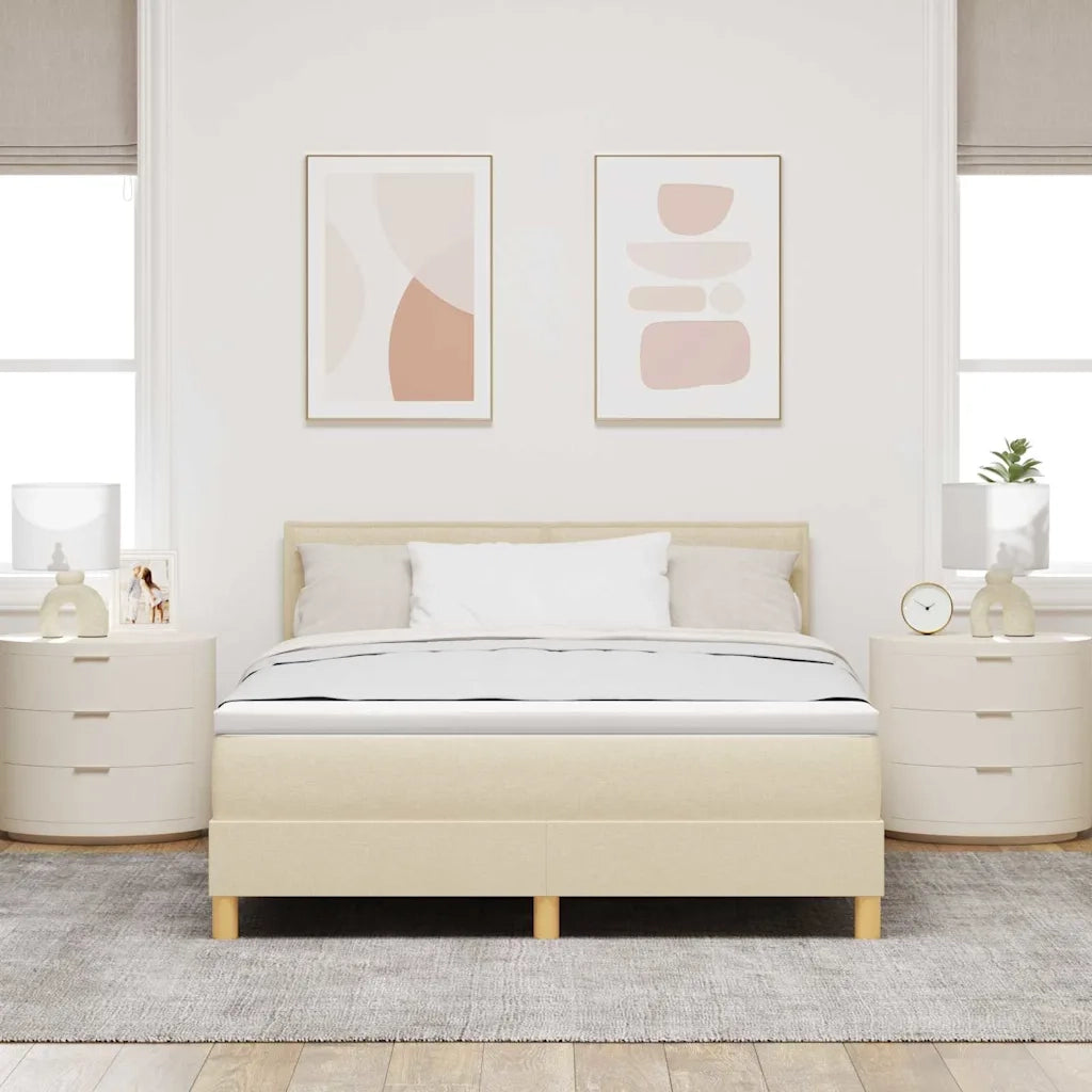 Letto a Sorgente LED con strisce LED Crema 140 x 200 cm Tessuto 3342371