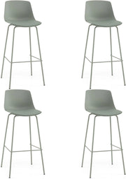 Set di 4 Sgabelli da Bar in Ecopelle con Schienale e Poggiapiedi | Sedie Alte con Sedili Imbottiti Morbidi, Gambe in Metallo, Stile Moderno per Isola Cucina e Sala da Pranzo, Portata 180 kg