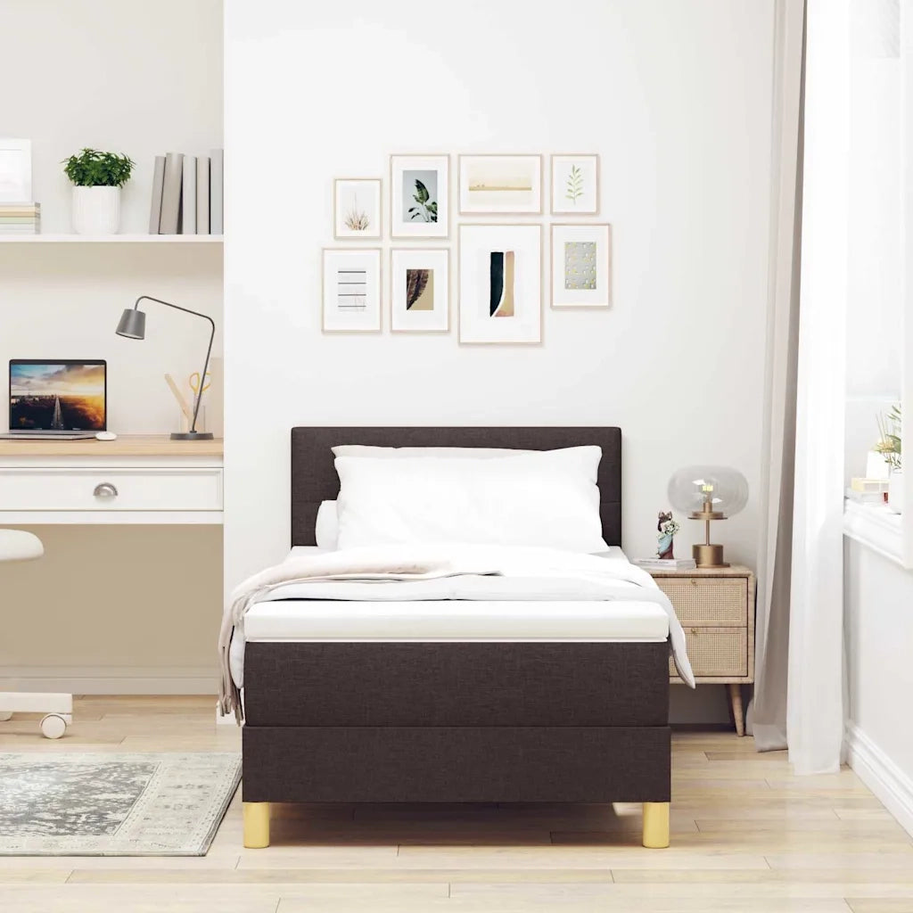Letto a Sorgente LED Marrone Scuro 90 x 200 cm Tessuto 3342411