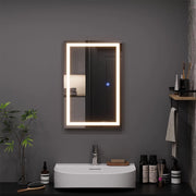 Specchio bagno Miral, Vetro, 60 x 40 cm con illuminazione frontale, per montaggio a parete con illuminazione LED integrata