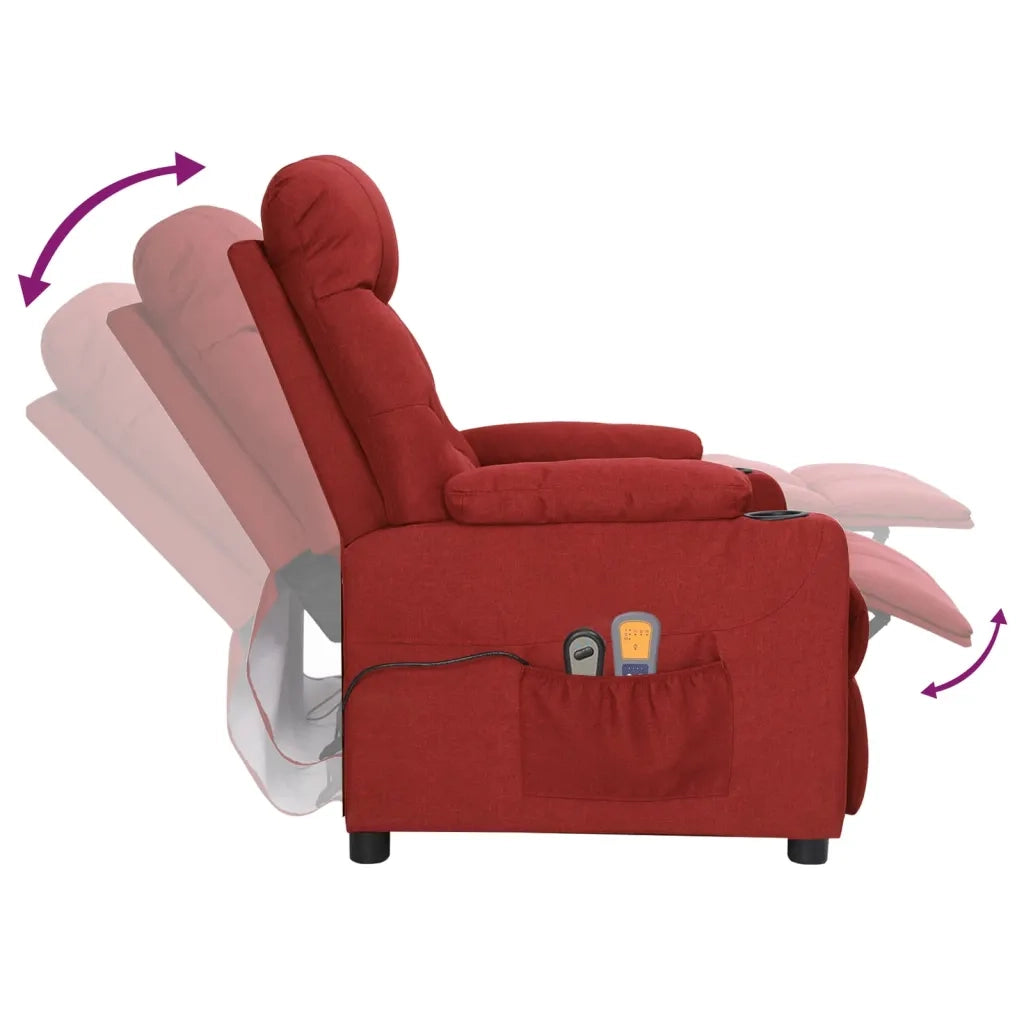 Poltrona Massaggiante Elettrica Rosso Vino in Tessuto 3098830