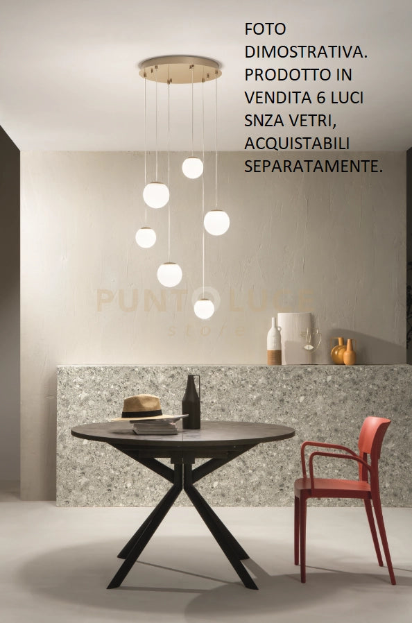 SOSPENSIONE SANTOS 6 LUCI ORO LED 3000K 2880LM 48W D.11-14CM SENZA VETRI