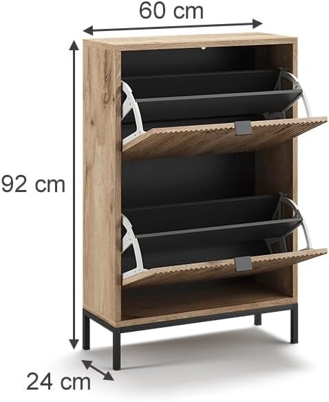 Scarpiera da ingresso Eliza, Bianco, 60 x 92 cm con cassetti