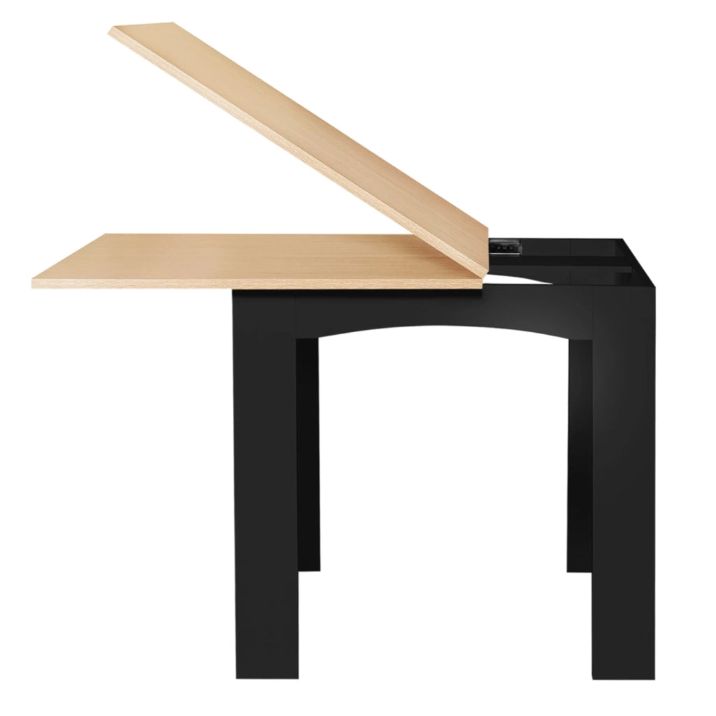 IDMarket - Tavolo da pranzo allungabile DONA 4-8 persone piano in faggio nero 80-160 cm