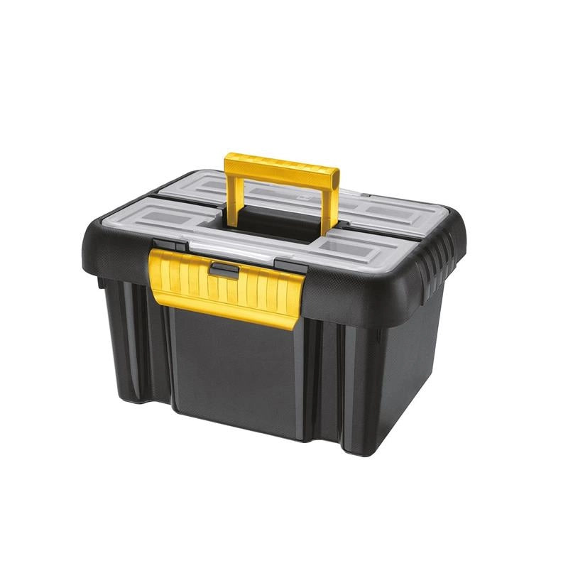 BOX CON COPERCHIO PORTA ATTREZZI | 10 L NERO / AMBRA 35.5 X 26 X H 20 CM CON ORGANIZER INTEGRATO
