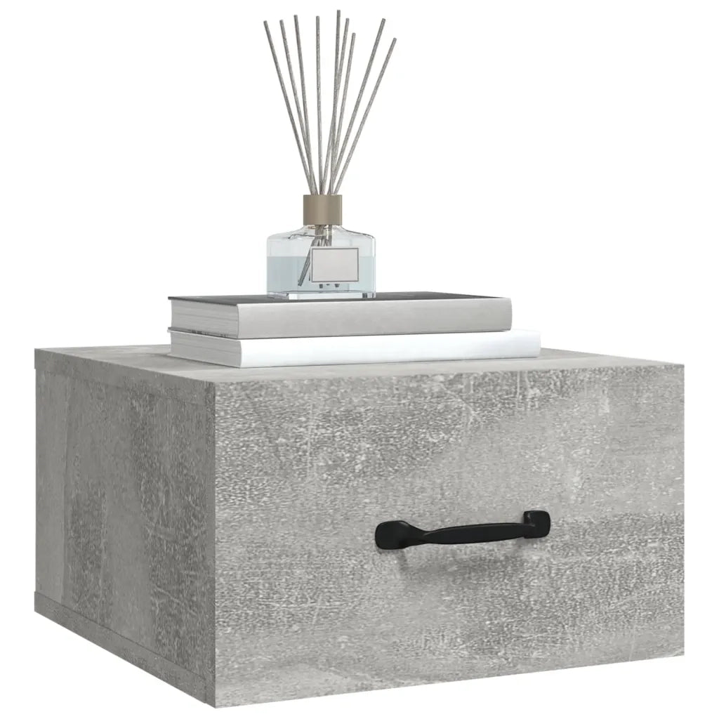 Comodini a Muro 2 pz Grigio Cemento 35x35x20 cm 812861