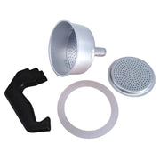 Trade Shop - Kit 4pz Ricambi Filtro Guarnizione Manico Imbuto Caffettiera Moka Misura 1 Tazza -