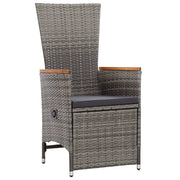 Sedie da Giardino Reclinabili 2 pz-Sedia da esterno e Cuscini Polyrattan Grigio