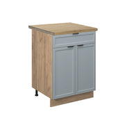 Mobiletto base per cucina Fame-Line Blu-grigio chiaro/Rovere dorato 60 cm con cassetto, PL Rovere Vicco