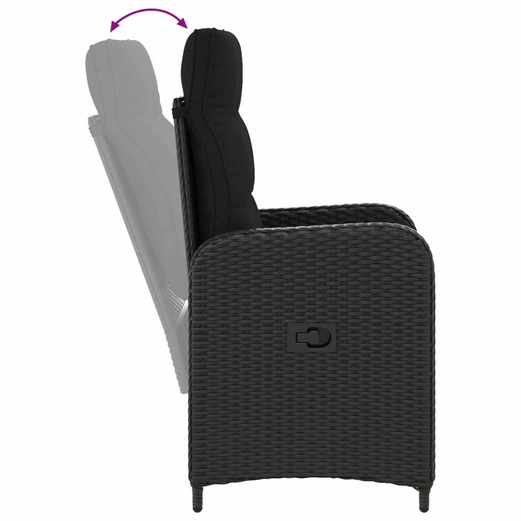 Set da pranzo per esterni 7 pz Nero polyrattan 3422379