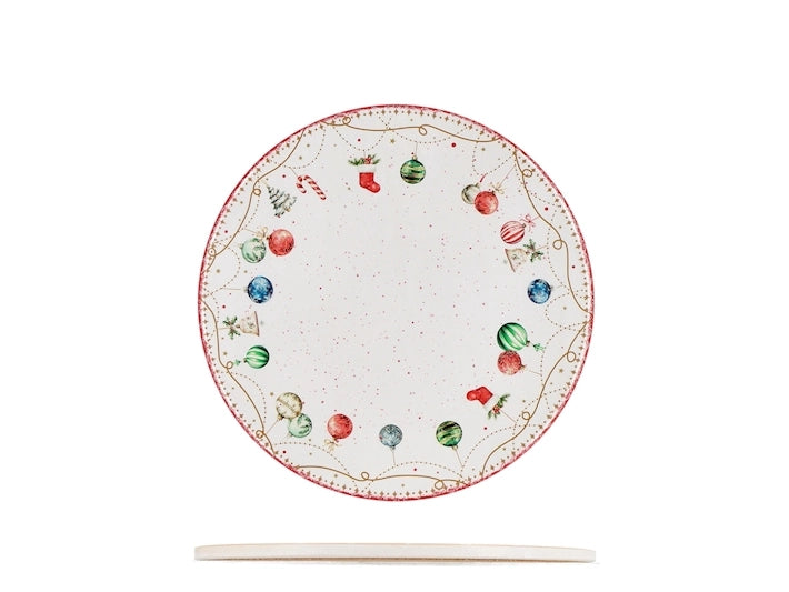 Sottopentola tonda in ceramica decorato Villaggio tra le Nevi