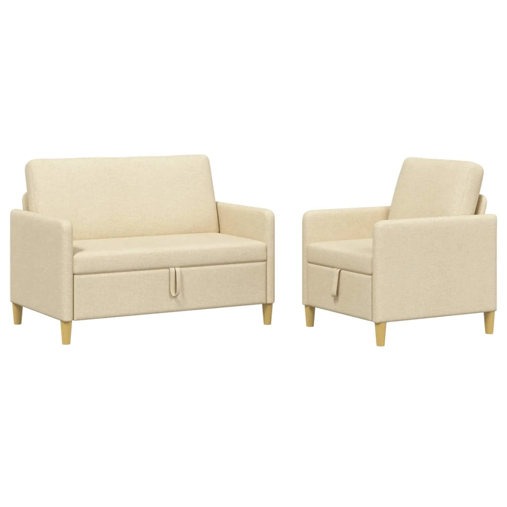 Set di Divani con Storage 2 pcs Crema Poliestere 3429155