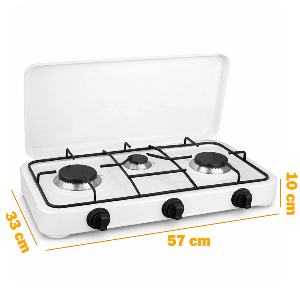 Fornello Cucina Gas con 3 Fuochi Fornelli e Pomelli Regolabili Alimentazione GPL