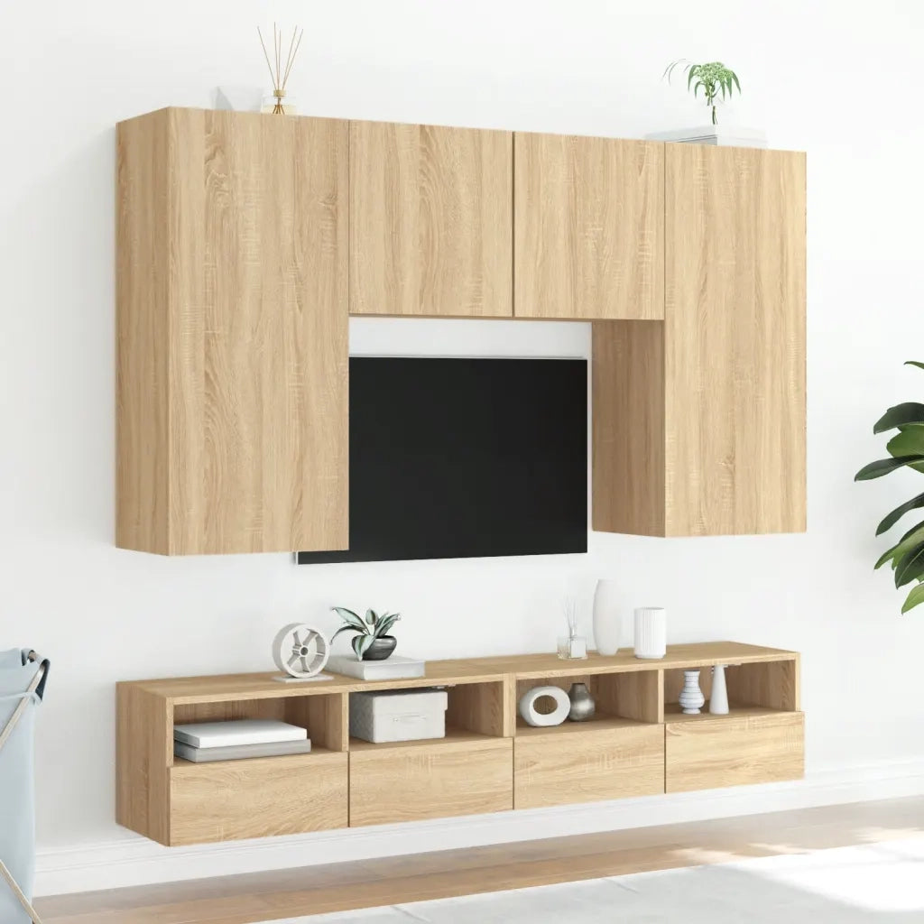 Mobile TV Parete Rovere Sonoma 100x30x30cm in Legno Multistrato 836886