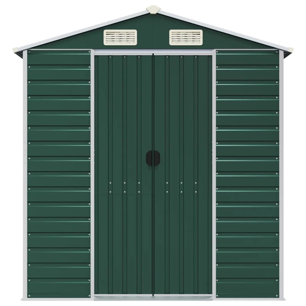 Casetta da giardino cabina ripostiglio casetta da esterno robusta casetta per attrezzi 191 x 640 x 198 cm acciaio zincato verde 02_0022353