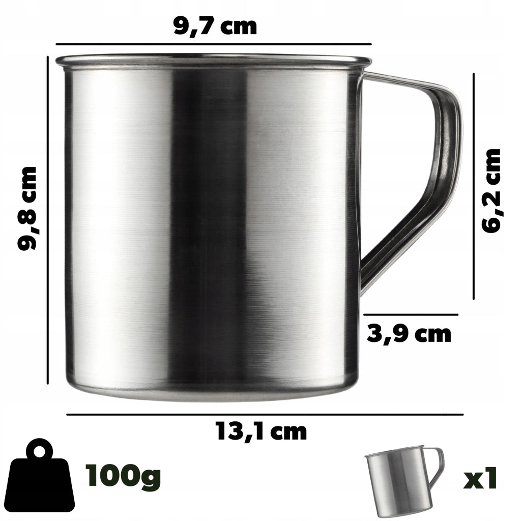 Tazza da turista in acciaio KADAX 500 ml 0,5 l Pentola da pesca in metallo con manico