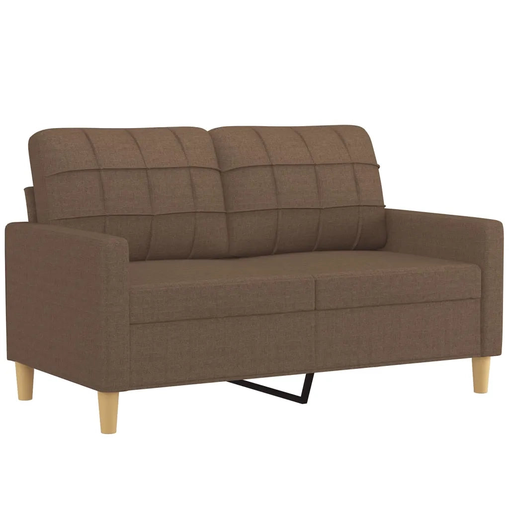 Set di Divani 4 pz con Cuscini Marrone in Tessuto