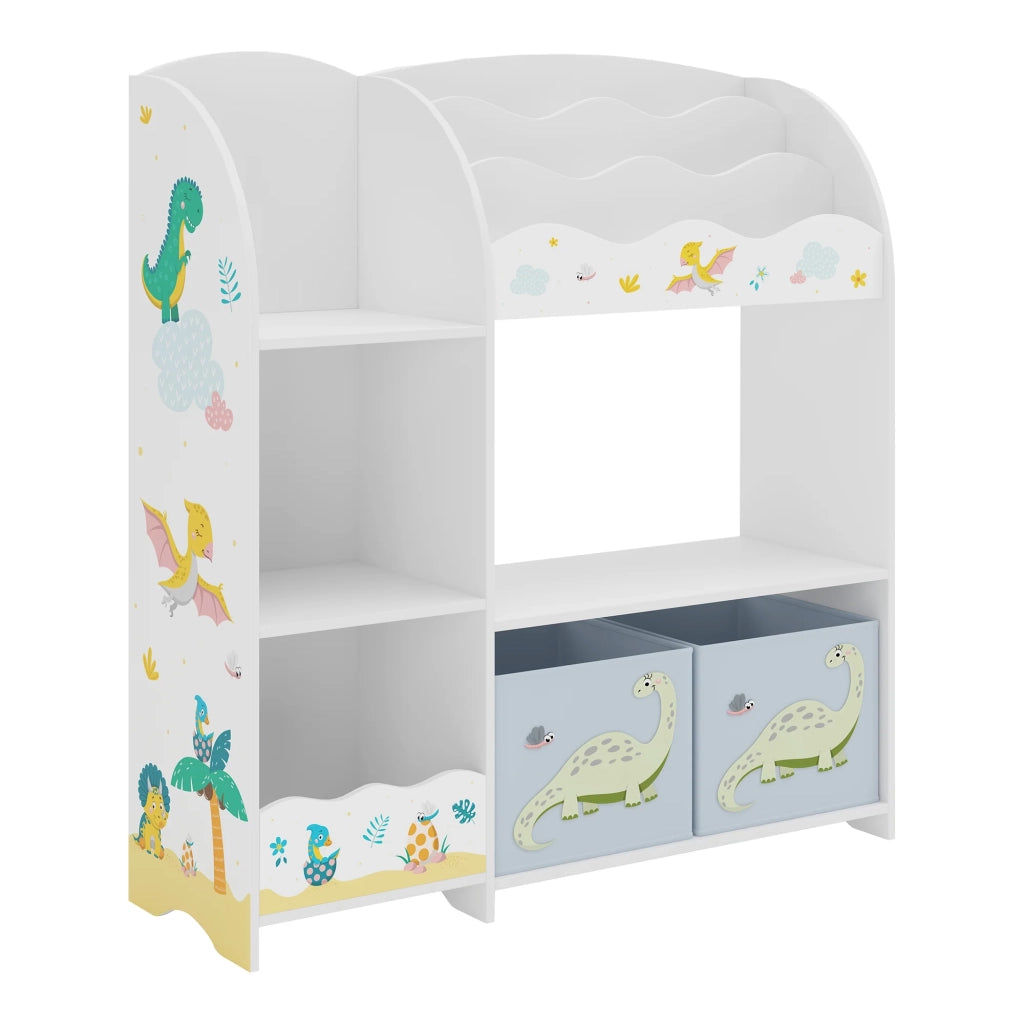 Scaffale dal design senza tempo per soggiorno camera da letto mobiletto per bambini con motivo a dinosauri 100 x 93 x 30 cm bianco 03_0011207