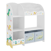 Scaffale dal design senza tempo per soggiorno camera da letto mobiletto per bambini con motivo a dinosauri 100 x 93 x 30 cm bianco 03_0011207
