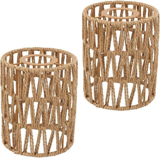 Due pezzi di copertura lampada in rotang naturale, lampada da soffitto boho & lampada da tavolo, lampada da parete, lampada da terra, lampada da tavolo, lampada da soffitto, schermo di riserva 12 cm