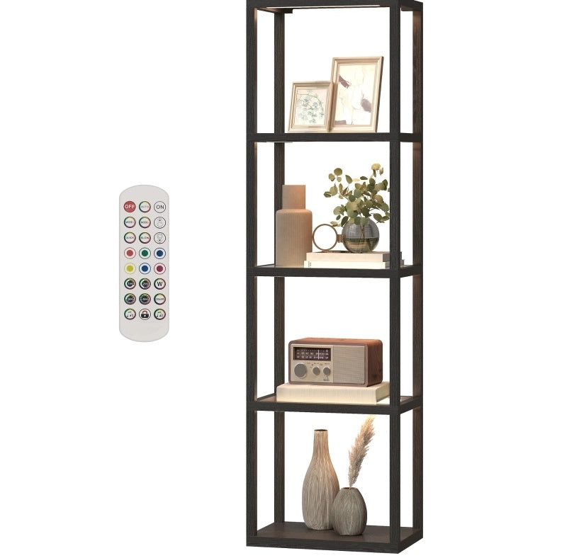 Lampada da terra LED RGB 45x29x157 cm metallo/vetro nero con telecomando –