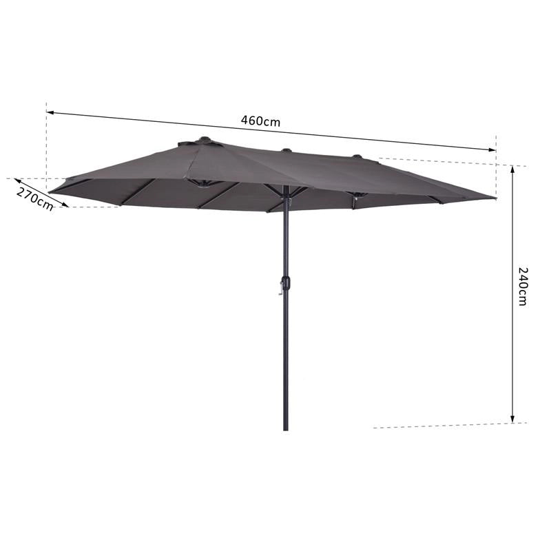 OMBRELLONE DOPPIO TETTUCCIO DA ESTERNO 460 X 270 X 240 GRIGIO