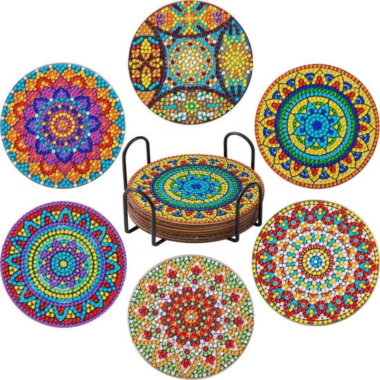 Onderzetters per 6 pezzi per Diamond Painting, con supporto, per hobby, Mandala per adulti e bambini