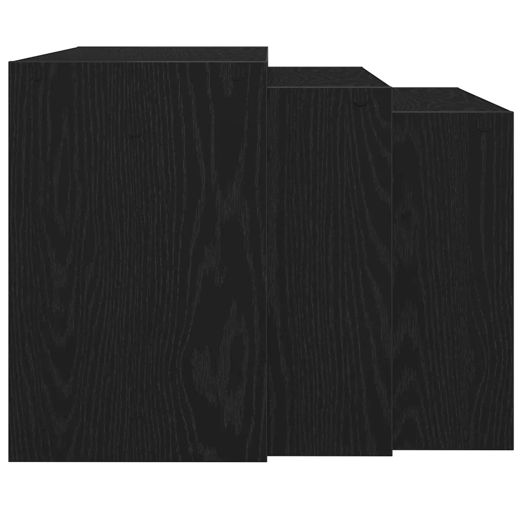 Tavolini Impilabili 3 pz Neri in Legno Multistrato 858534