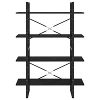 Libreria a 4 Ripiani Nera 100x30x140 cm in Massello di Pino