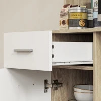 Mobile Dispensa in Legno con Cassetto, 3 Armadietti e 4 Ripiani Aperti, 80x35x180 cm, Bianco