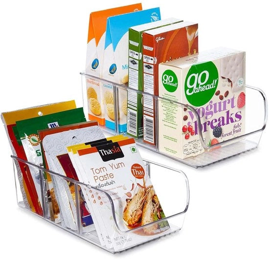 Organizzatore per frigorifero a 3 compartimenti (2-pack) - contenitori per snack, dolci, barrette, sacchetti