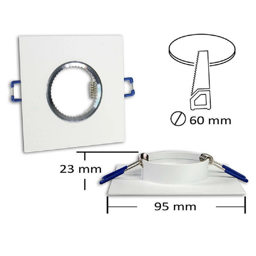 Trade Shop - Porta Faretto Da Incasso Quadrato Supporto Per Luci Faretti Gu10 Portafaretto P9 -
