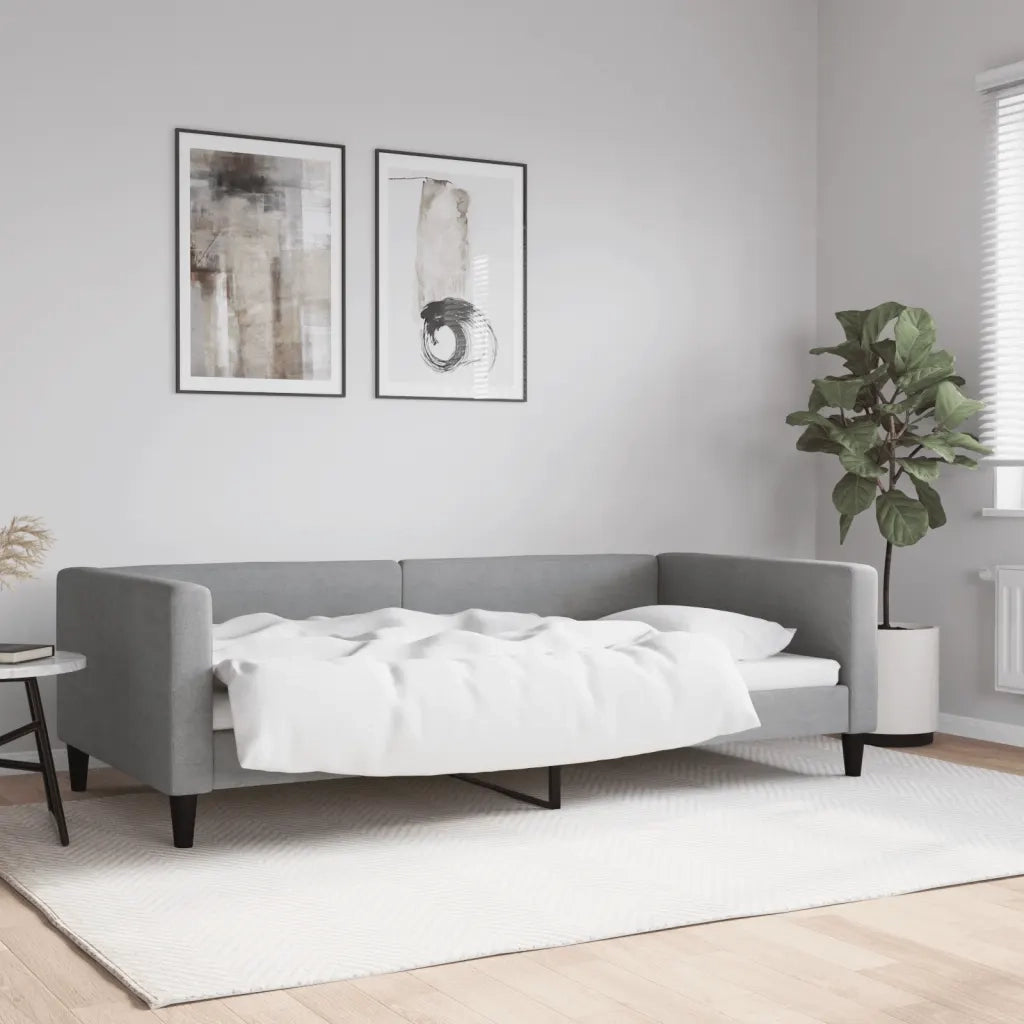 Letto da Giorno Grigio Chiaro 100x200 cm in Tessuto
