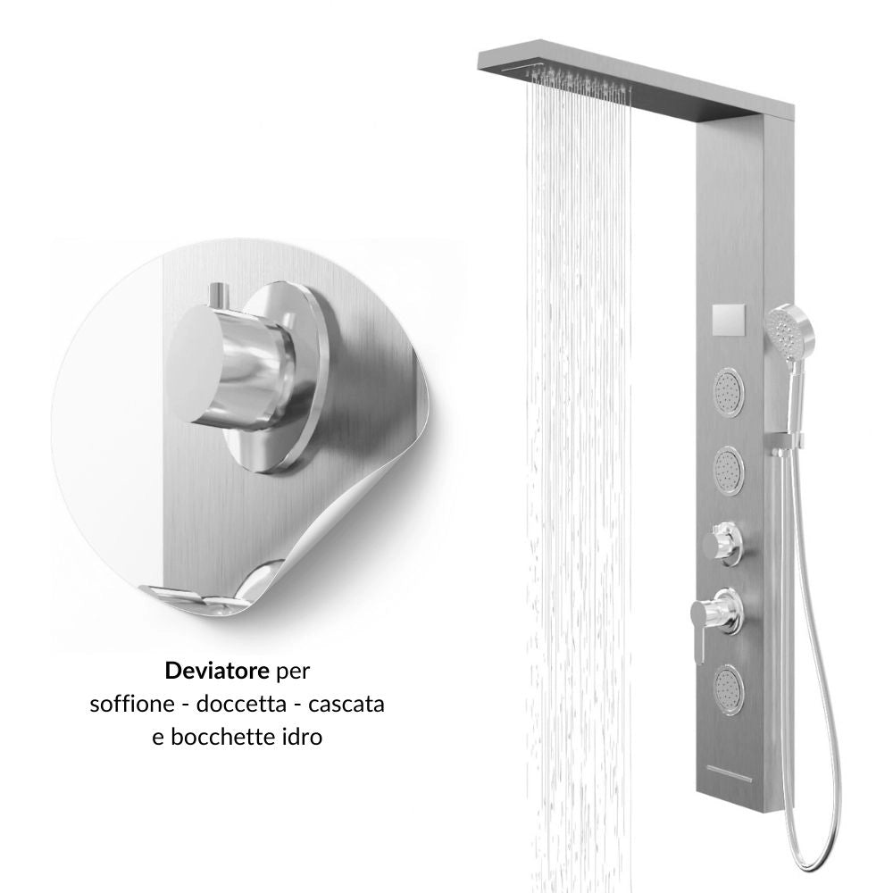 Colonna doccia shine acciaio 4 funzioni luce led display temperatura 2 finiture *** finitura- cromo spazzolato, confe...