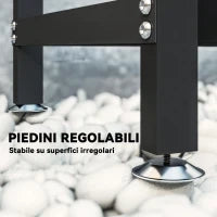 Legnaia da 0.8m³ Regolabile con Telo Impermeabile e Catene in Acciaio, 235x31x116 cm, Nero