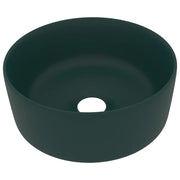 Lavandino-Lavello Lusso Rotondo Verde Scuro Opaco 40x15 cm in Ceramica 552893